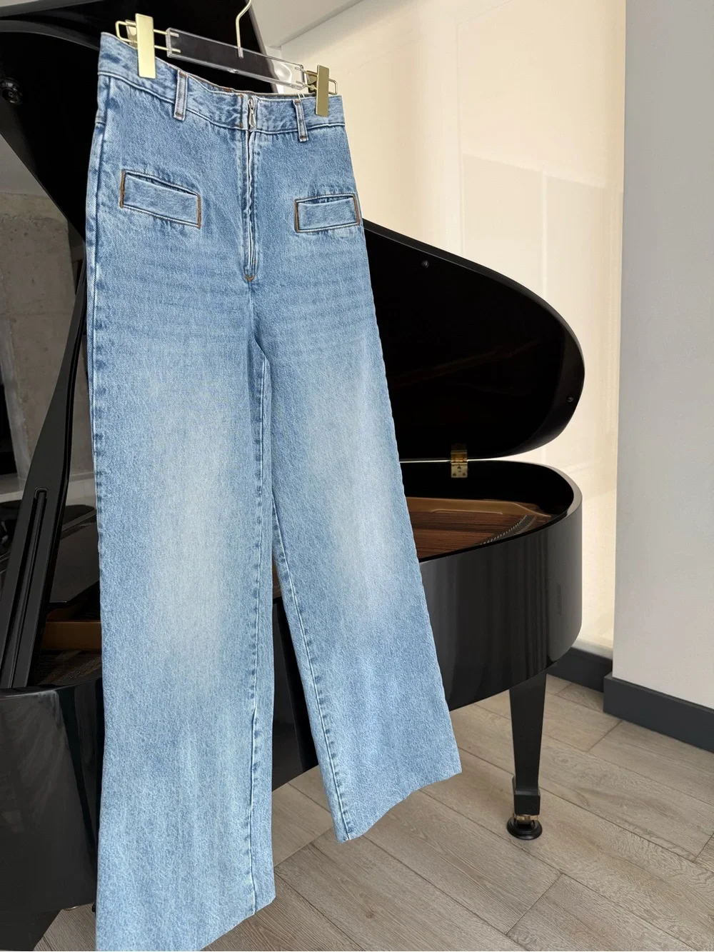 SANDRO High-Waist Wide-Leg Light Blue Jeans - Picture 8 of 17